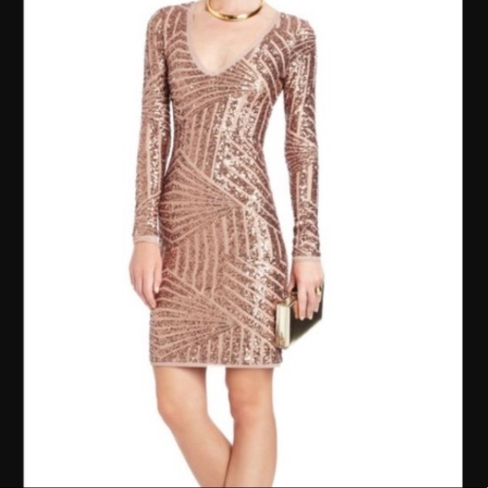 BCBG Rose Gold Sequin Dress